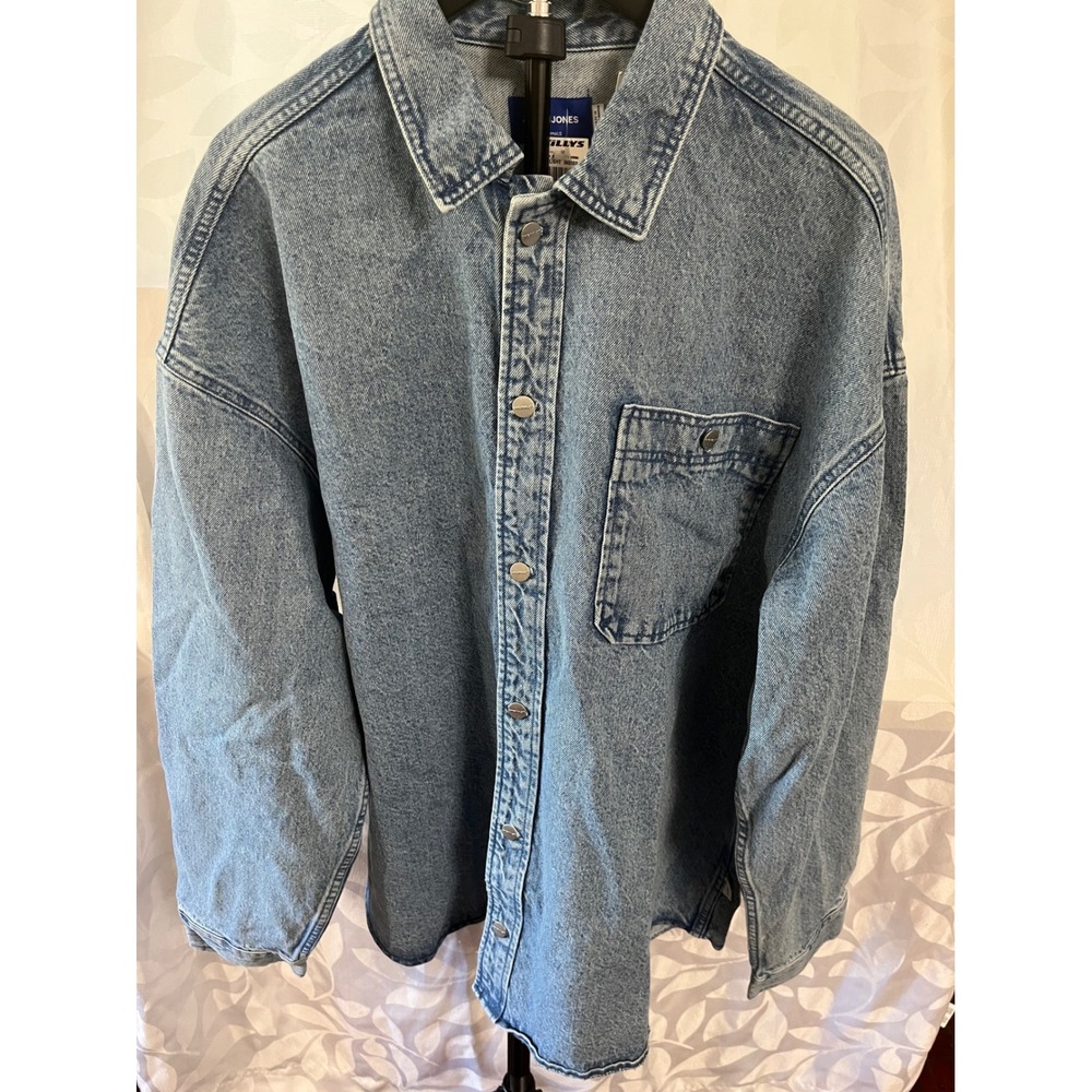 Jack & Jones Originals Jorsantorini Denim Overshirt Light Blue XXL NEW